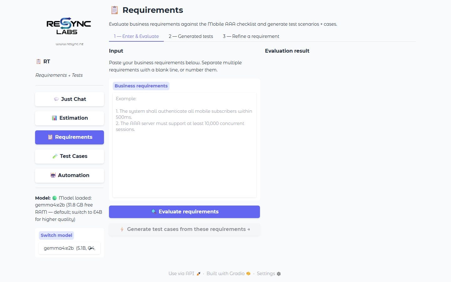 TestDrive evaluating business requirements entirely on-device